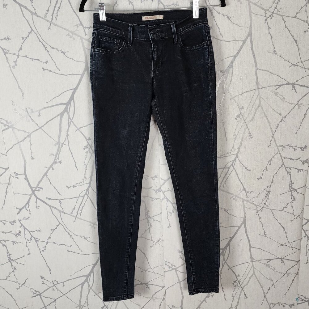 Levi's Dark Wash 710 Mid Rise Super Skinny Jeans